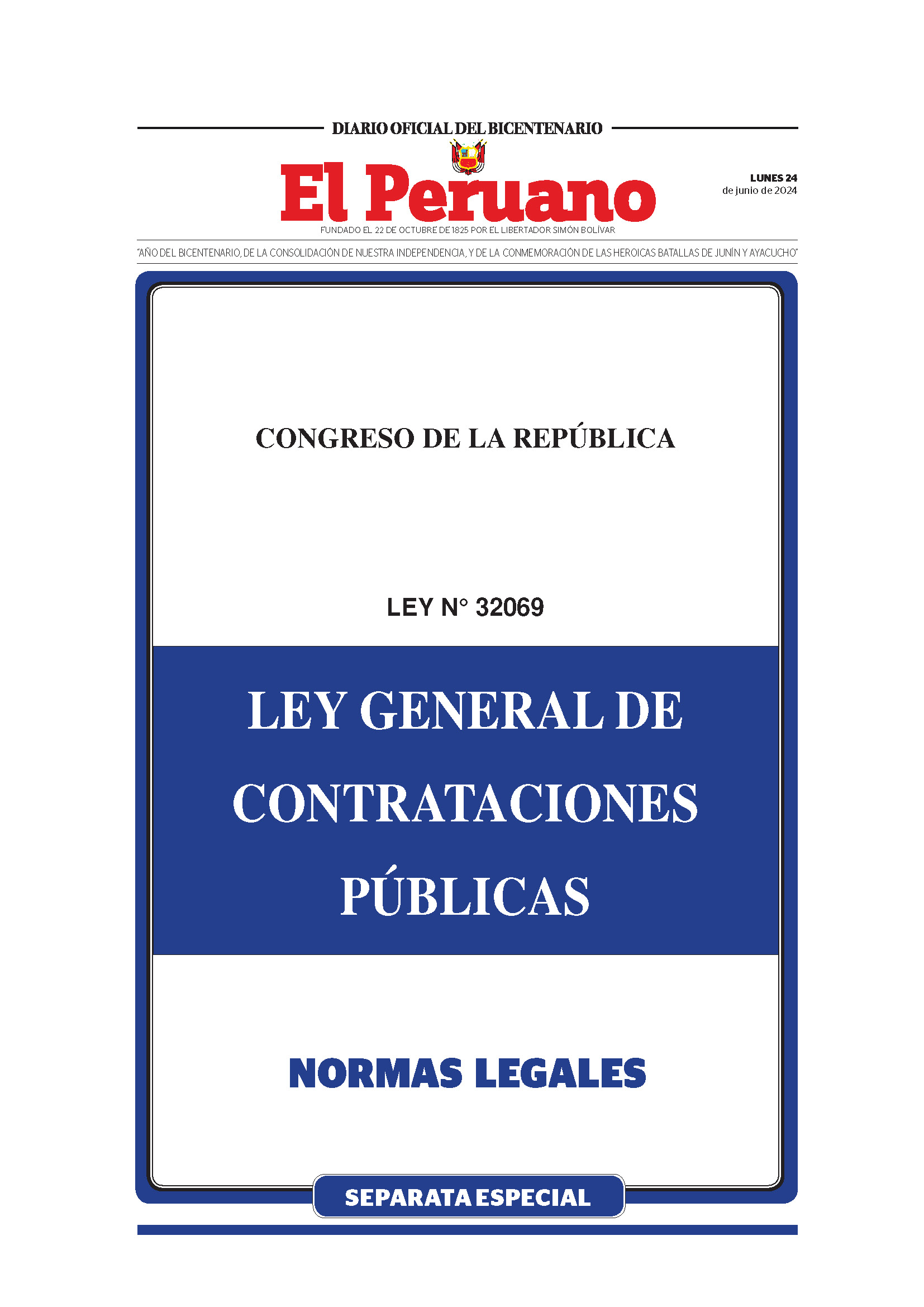 Nueva Ley de Contrataciones del Estado, Ley N.º 32069