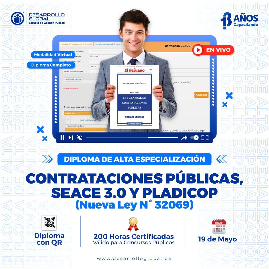 MAYO CONTRATACIONES PUBLICAS SEACE 3.0 Y PLADICOP Nueva Ley de N° 32069